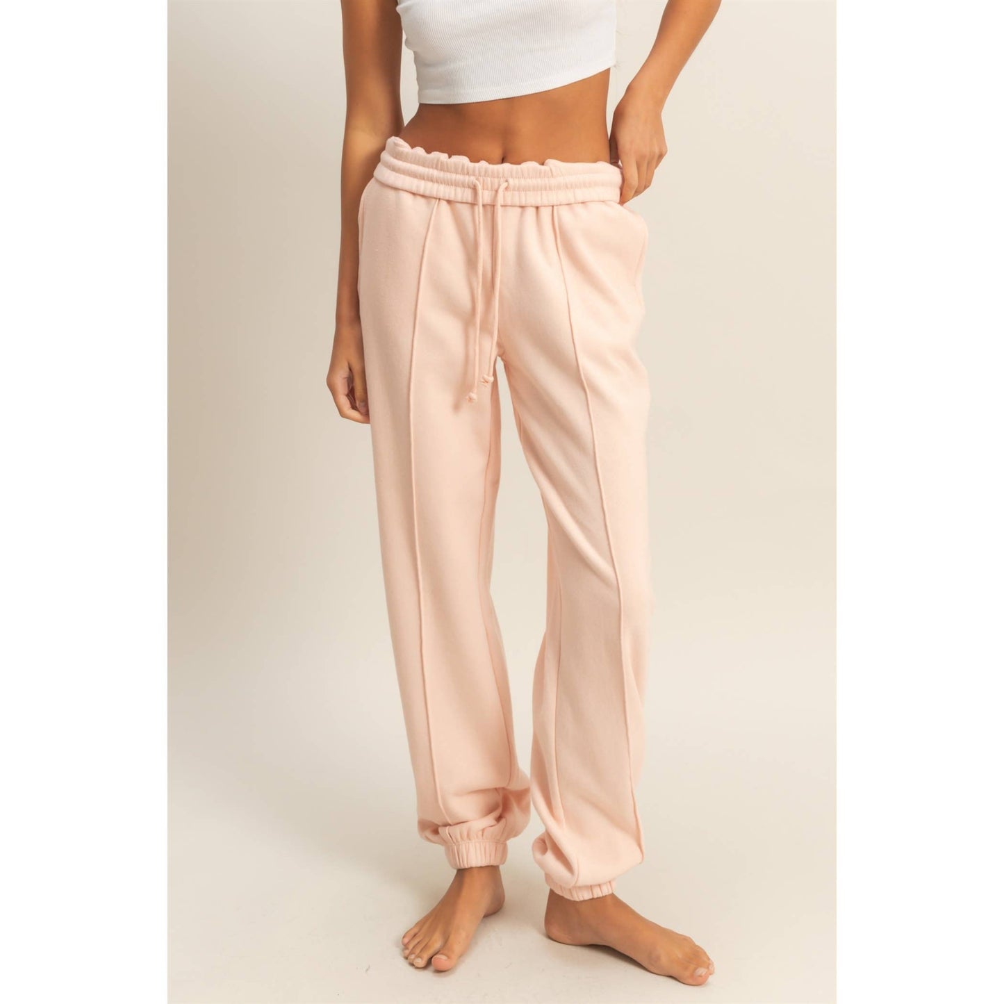 High-Waisted Pintuck Sweatpants