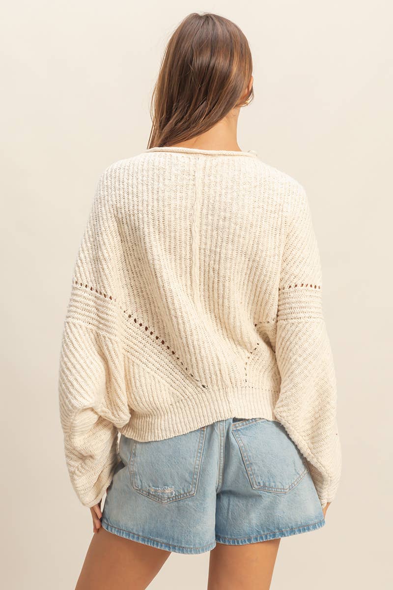 Ribbed Drop Sleeve Sweater