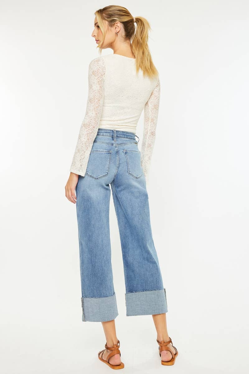 Kancan High Rise Crop Wide Leg Jean