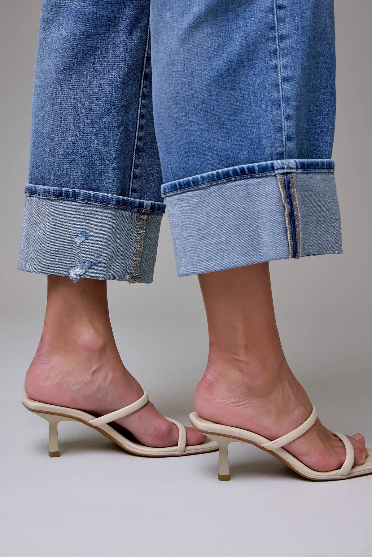 Medium Dark Cuffed Mid Rise Dad Jean