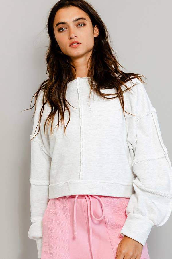 Raw Hem Cropped Sweatshirt