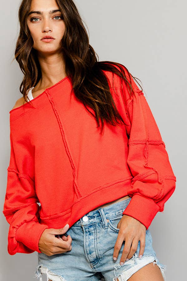 Raw Hem Cropped Sweatshirt