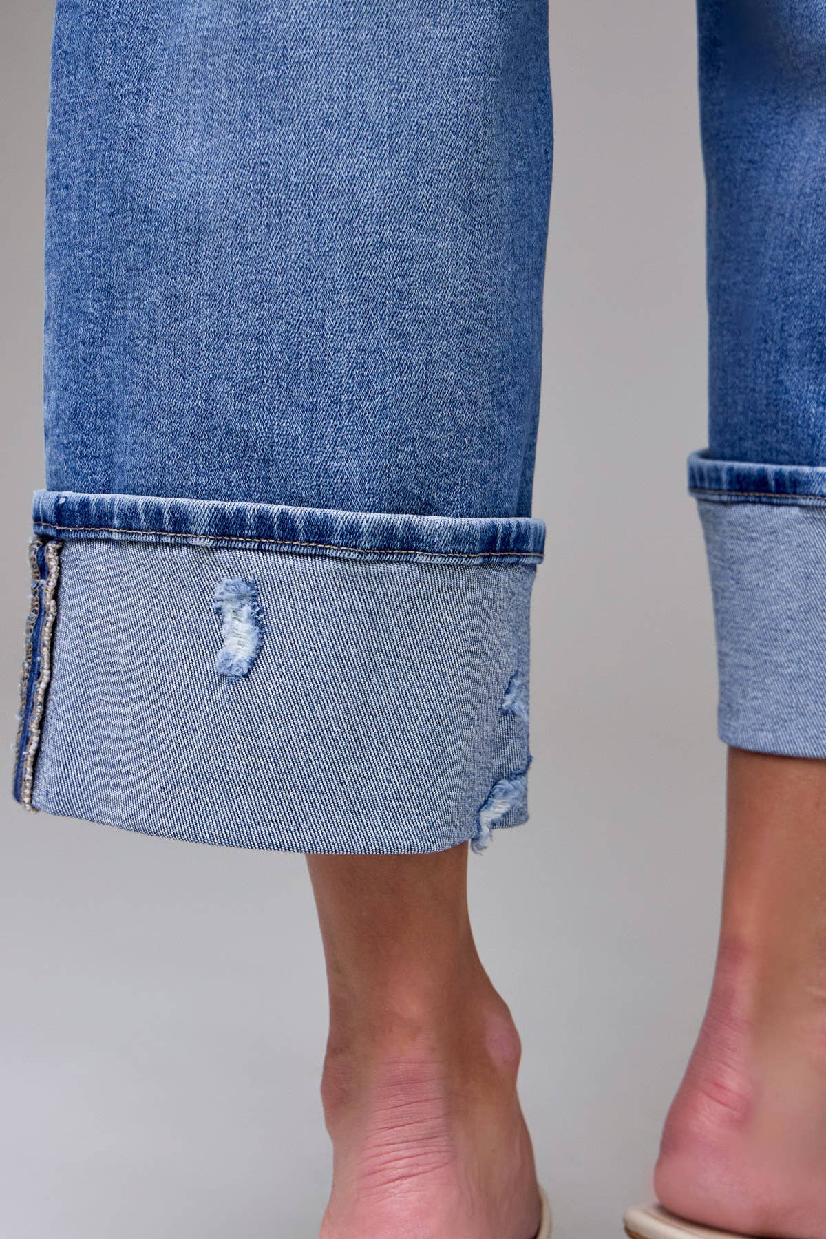 Medium Dark Cuffed Mid Rise Dad Jean