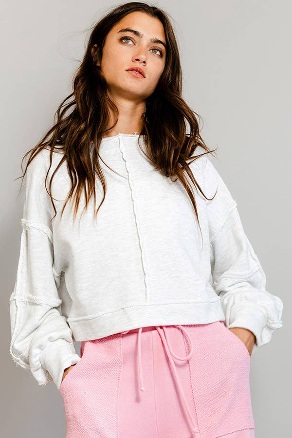 Raw Hem Cropped Sweatshirt