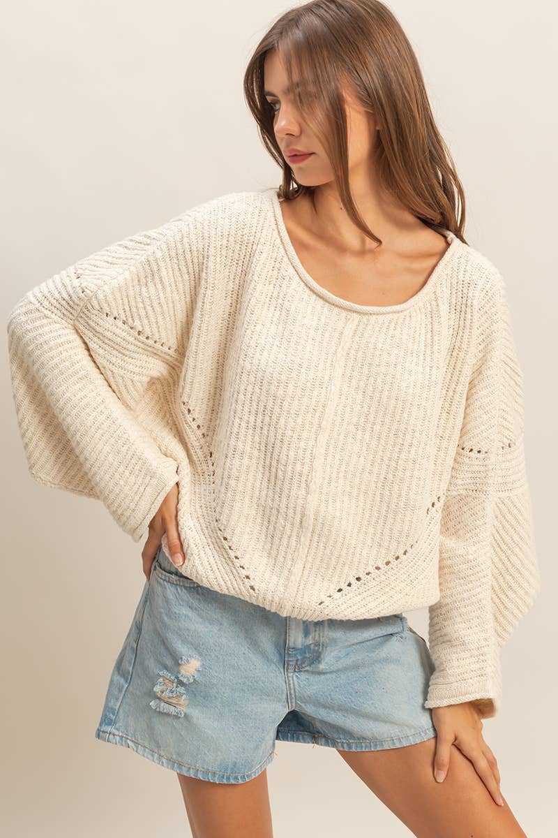 Ribbed Drop Sleeve Sweater