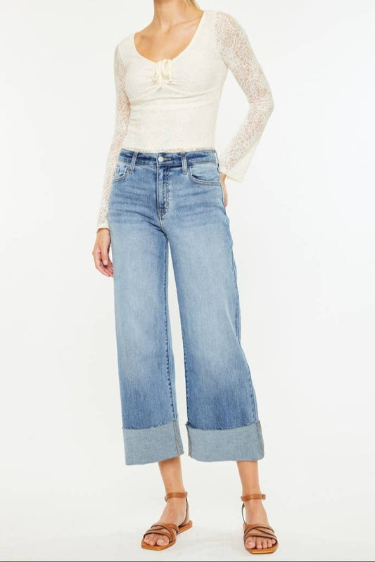 Kancan High Rise Crop Wide Leg Jean