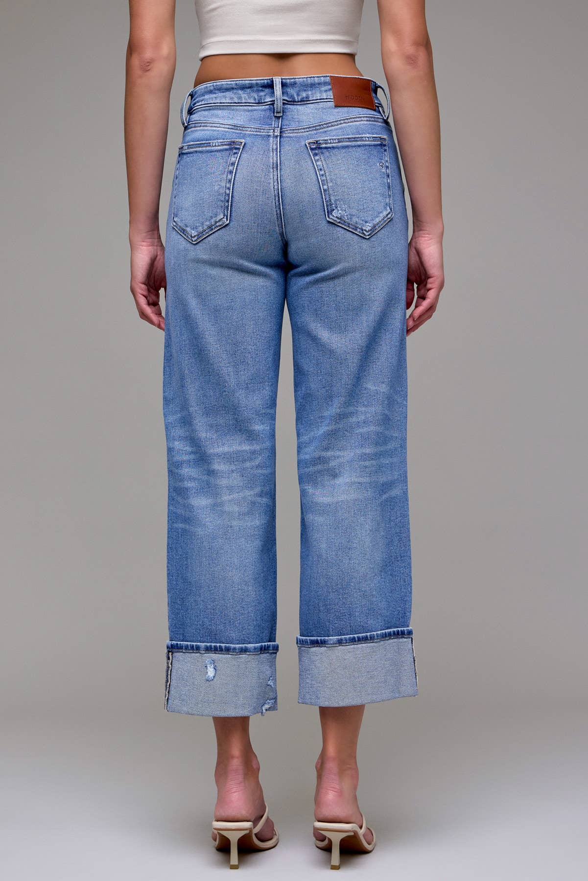 Medium Dark Cuffed Mid Rise Dad Jean