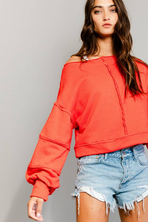 Raw Hem Cropped Sweatshirt