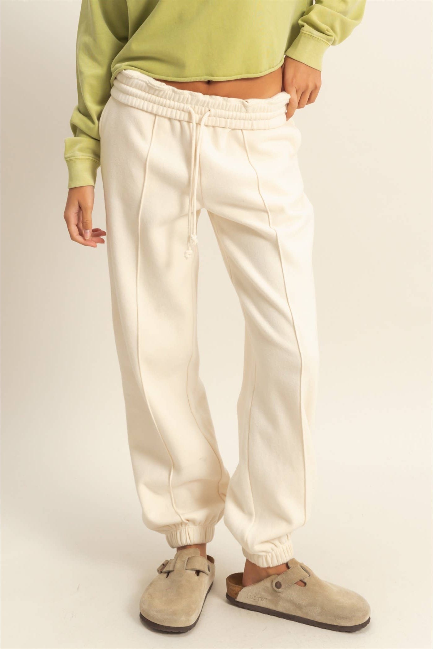High-Waisted Pintuck Sweatpants