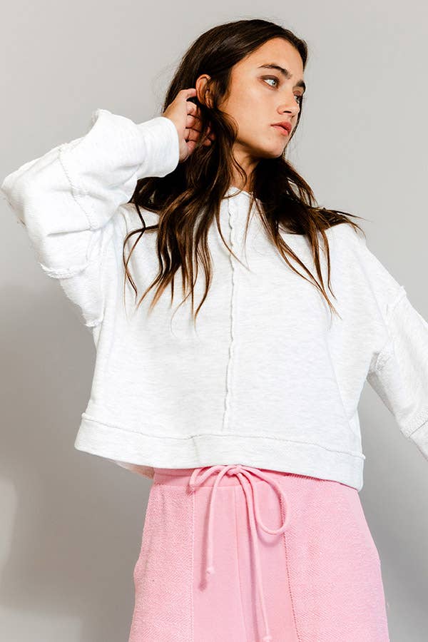 Raw Hem Cropped Sweatshirt