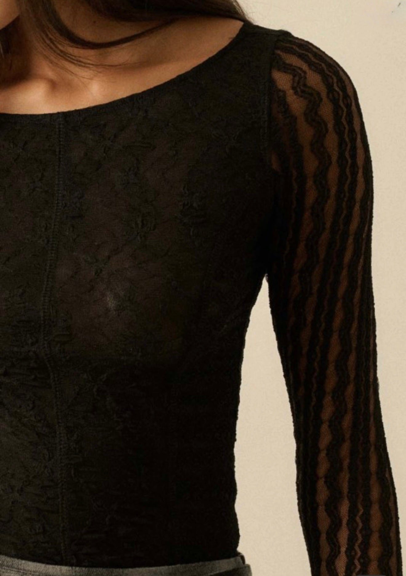 Lace boatneck body suit