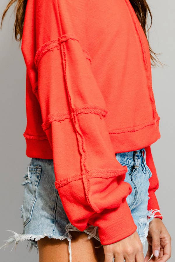 Raw Hem Cropped Sweatshirt