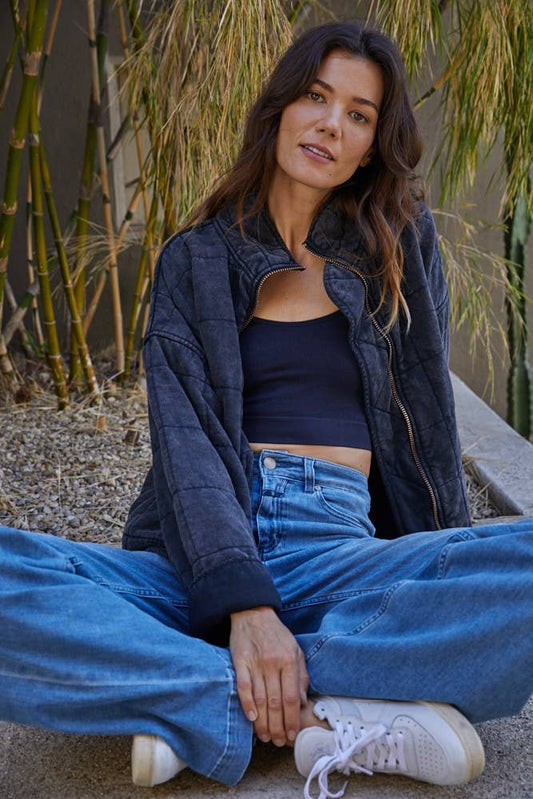 Quilted Knit Mineral Washed Jacket