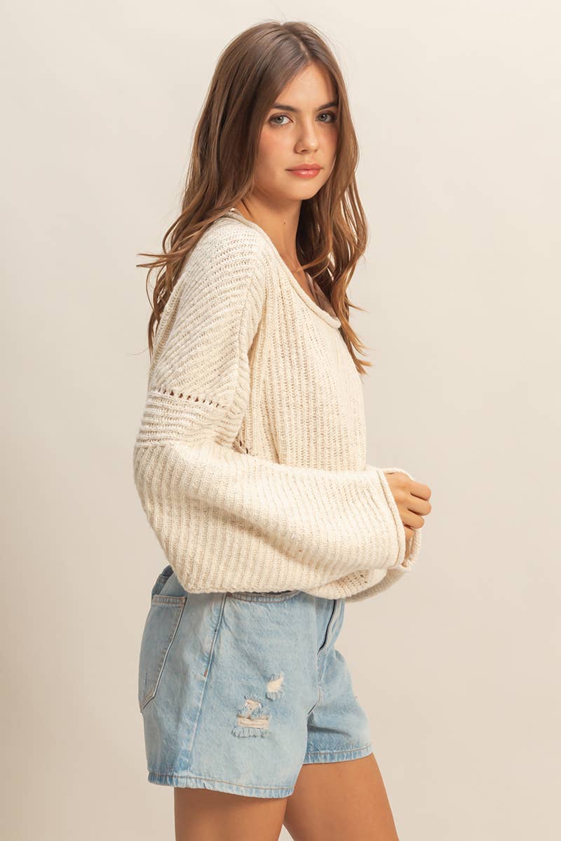 Ribbed Drop Sleeve Sweater