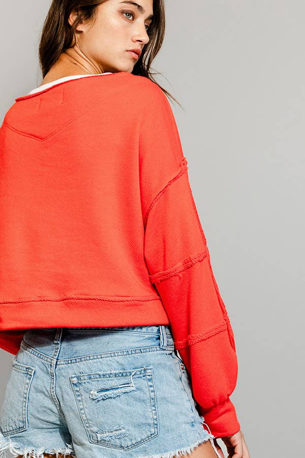 Raw Hem Cropped Sweatshirt