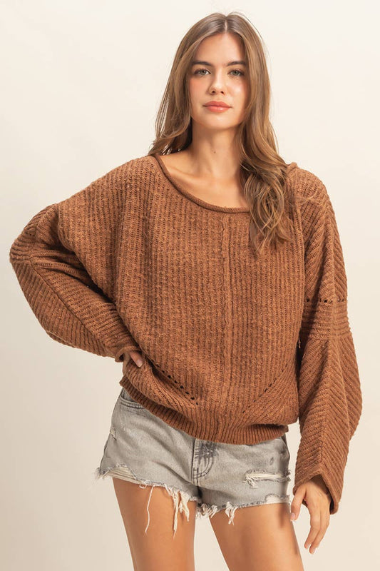 Ribbed Drop Sleeve Sweater