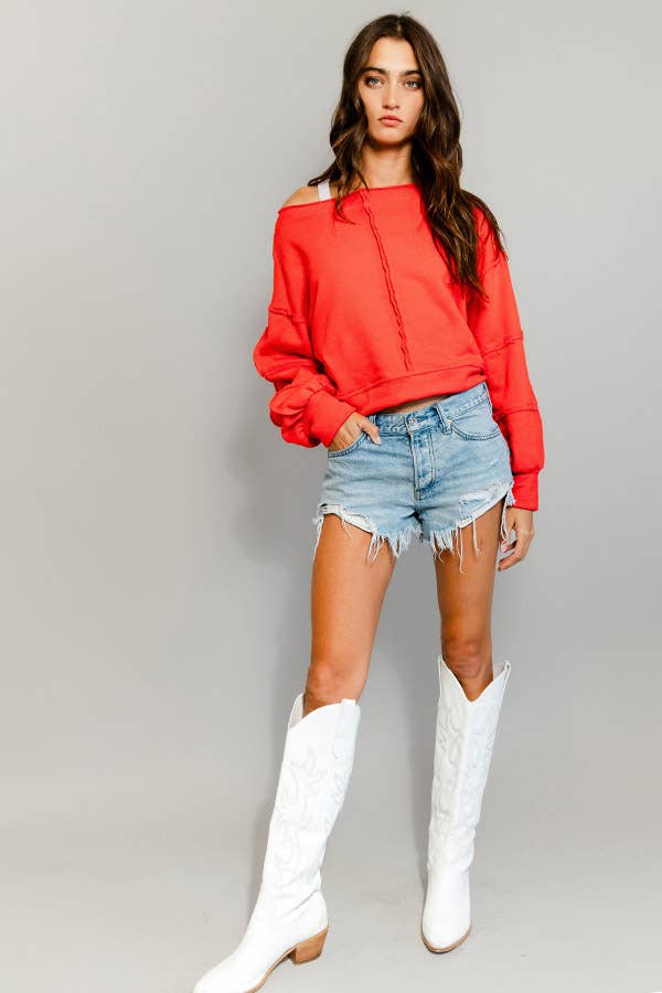 Raw Hem Cropped Sweatshirt